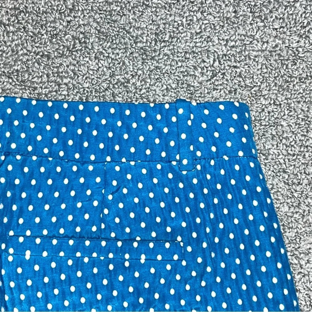 J.Crew Cafe Capri Polka Dot Pants Women's Size 4 Blue Mid Rise Stretch